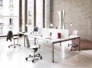 Bureau collection Astro droit plateaux blancs, pieds coloris alu