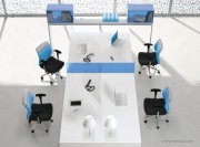 Bureau collection Atlante mélaminé blanc avec écran de séparation