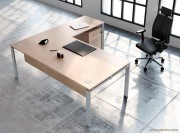 Bureau opérateur chêne fil avec retour et voile de fond 