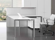 Bureau opérateur Glider avec retour mélaminé blanc