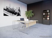 Bureau opérateur pied simili chrome plateau chêne
