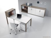 Bureau opérateur individuel Italo pieds moka, avec niche