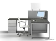 Bureau Loopy wengé avec retour sur caisson porteur