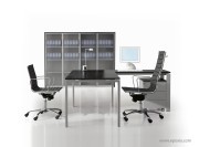 Poste de travail Glider mélaminé wengé avec retour assorti