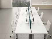 Bureau bench Gate blanc avec écran de séparation