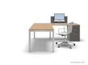 Bureau collection Gate chêne clair avec retour et caisson