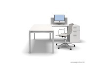 Bureau collection Gate blanc avec retour et caisson
