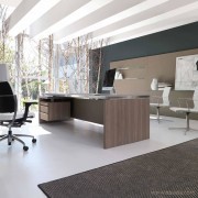 Bureau Athos finition Olmo Tortora avec chants inox