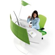 Bureau d'accueil réglable en hauteur avec écran de séparation Funny Sat