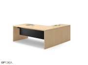 Bureau Sile avec retour chêne naturel, voile de fond noir