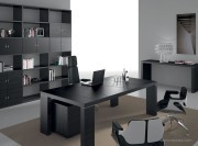 Bureau collection Titano plateau cuir piètement wengé