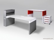 Bureau Work Space gris et rouge