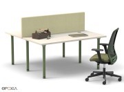 Bureau bench 2 personnes, avec pieds vert botanique
