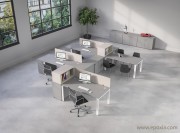 Bureaux openspace délai rapide Astro plateaux gris clair, piètement blanc