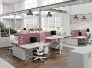 Bench réglable en hauteur avec écrans de séparation tissu Crono