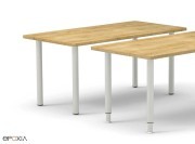 Bureaux Timmos avec pieds ronds fixes ou réglables en hauteur