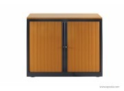 Armoire basse à rideaux, structure anthracite rideaux merisier
