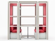 Cabine acoustique Hako Meeting, tissu Medley, 2 canapés + 1 table
