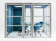 Cabine acoustique Hako Meeting XL, tissu Synergy, 4 fauteuils + 1 table