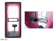 Cabine téléphonique HushPhone avec tabouret