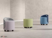 Poufs sur roulettes Rollo, avec ou sans dossier PET