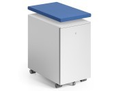 Caisson compact mobile en métal, coussin d'assise tissi