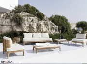Mobilier outdoor Mediterraneo, pied et structure en Teck massif