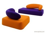 Fauteuil et sofa bicolore Chat