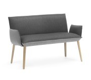 Canapé 2 places avec accoudoirs Soft tissu bicolore et pieds bois