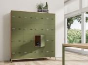Exemple de composition 16 casiers Lato, portes en métal avec serrure combinaison mécanique