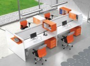 Bureau collection Atlante avec nîche et caisson orange