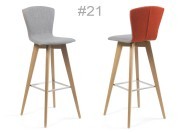Chaise de bar hauteur d'assise 82 cm Moods #21, tissu bicolore, pieds bois
