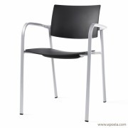 Chaise de conférence Bio empilable, avec accoudoirs, assise et dossier en prolypropylène