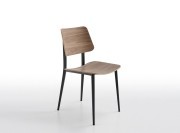 Chaise Joe, pieds métal, assise et dossier bois