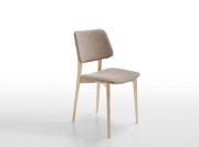 Chaise Joe, pieds bois et assise et dossier tapissés tissus