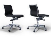 Chaise de bureau Stick tissu noir, piétement poli