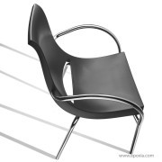 Fauteuil de réunion Chiacchiera avec accoudoirs, noir mat
