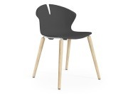 Chaise Arome pieds bois, coque polypropylène noire