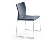 Chaise de collectivité C01, collection Prestique, entièrement tapissée en simili cuir bleu