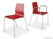Chaises de collectivité Woody en stratifié de couleur