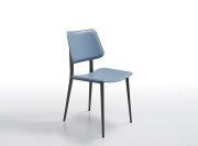 Chaise Joe, pieds métal, assise et dossier revêtement tissu ou cuir