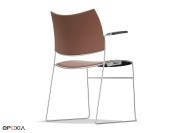 Chaise Curvy, pied luge et accoudoirs