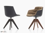 Fauteuil visiteur Flow, coque rembourrage intérieur, 4 pieds VN en bois