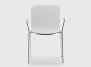 Chaise de réunion design Glove, en polypro perforé blanc, avec accoudoirs