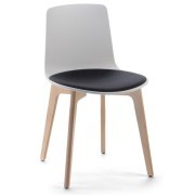 Chaise Lottus Wood, coque en polypropylène, assise tissu et piètement bois