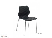 Chaise empilable Uni 550, pieds acier. Empilable par 8.