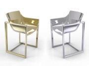 Fauteuil outdoor Wall Streer par Vondom, couleur métallique or et argent.