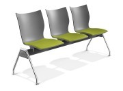 Chaises sur poutre Onyx 3 places, assises tapissées et dossier polypropylène renforcé