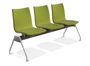 Chaises sur poutre Onyx 3 places coque teintée noyer, assise et dos tapissés