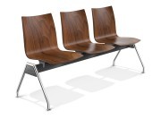 Chaises sur poutre Onyx 3 places hêtre teinté noyer